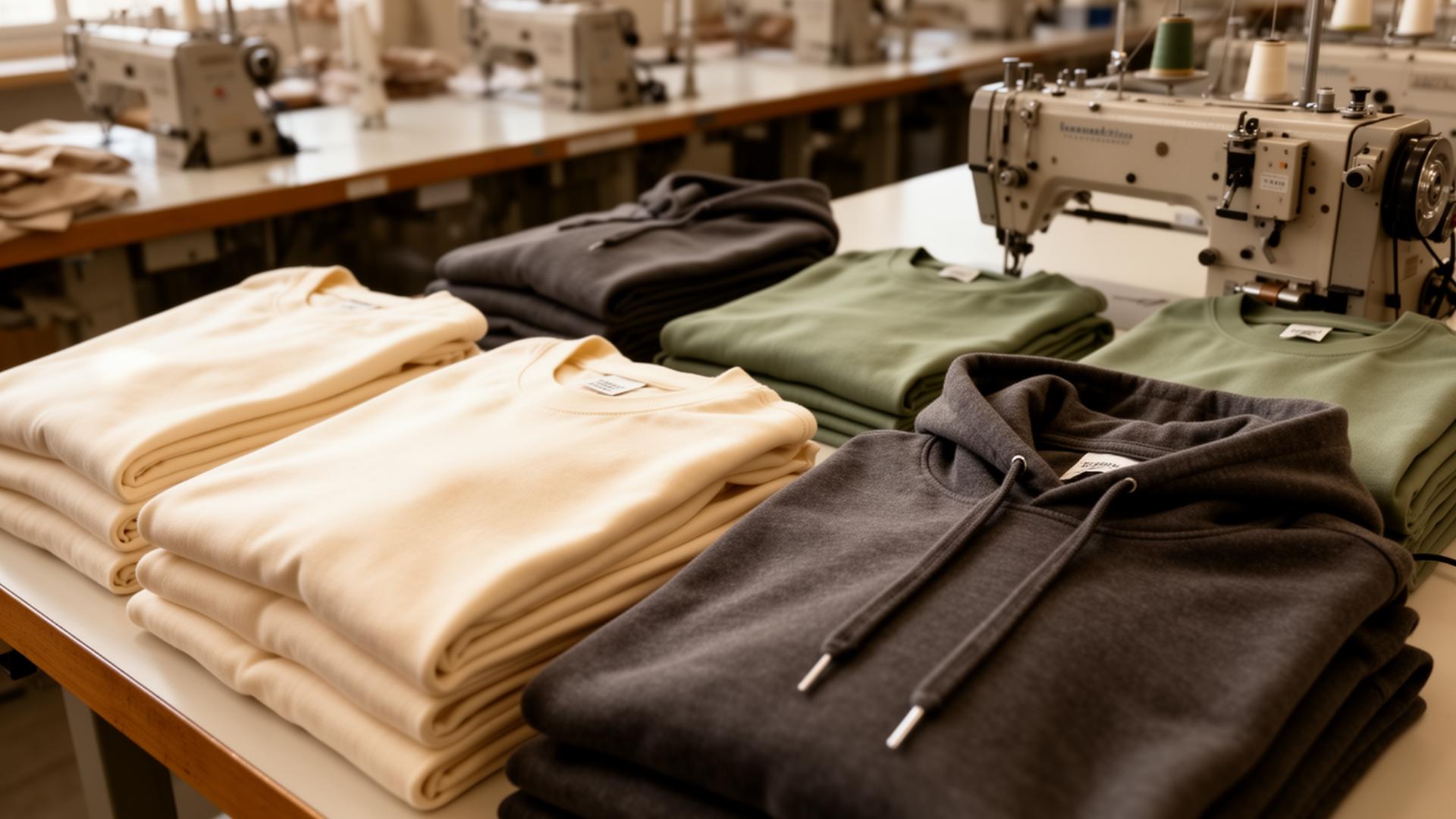 Folded premium apparel inside Tatwear Co. atelier